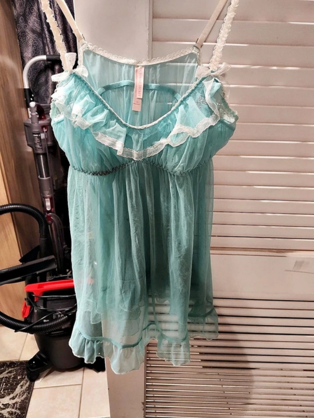 Victoria's Secret Sheer Ruffle Chemise in Green